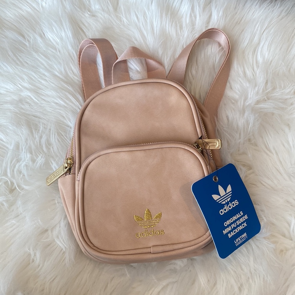 BNWT - Adidas Originals Mini PU Suede Backpack in Ash Pearl Pink - Picture 2 of 11